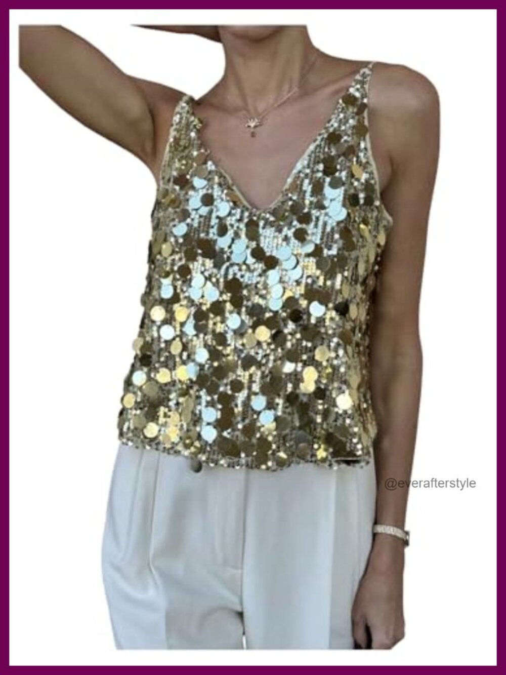 Sequin V-Neck Sleeveless Tank Top Y2k Sparkle Party Clubwear Cami